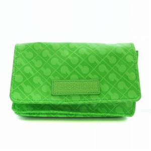 長財布 二つ折り PVC レザー 総柄 型押しロゴ 緑 グリーン /XZ GY18