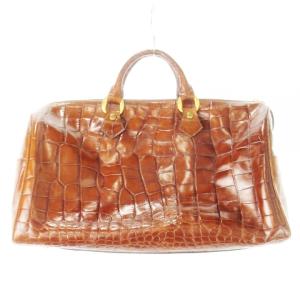 BALLY ボストンバッグ レザー 革 クロコ型押し ロゴ 茶 ブラウン /CK10 GY18