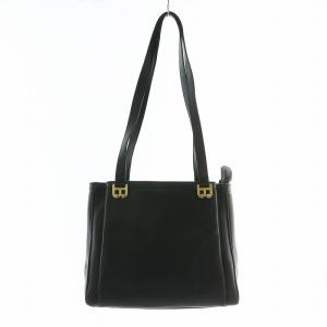 トートバッグ ショルダー レザー Bロゴ ゴールド金具 内側総柄 黒 ブラック /XZ GY18