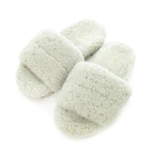 サンダル スリッパ フラット ムートン ボア 24cm グレー /AH2 GY27