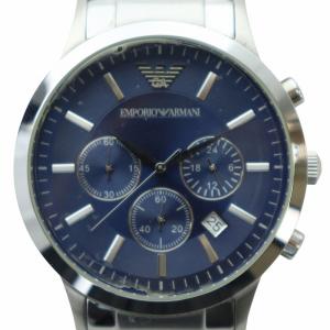 腕時計 ウォッチ クォーツ クロノグラフ デイト カレンダー付き 青文字盤 シルバー色 AR-2448