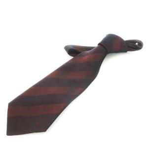 ネクタイ ナロー シルク 絹 ストライプ ロゴ刺繍 焦げ茶 ダークブラウン バーガンディ /CK27 GY18