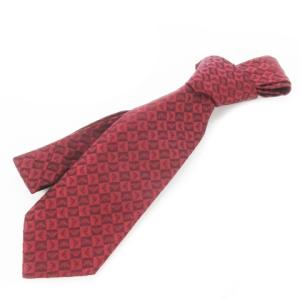 ネクタイ ナロー シルク 絹 ジャカード ロゴ 市松 チェック 赤 レッド ワイン /CK29 GY18
