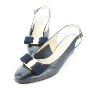 BOUTIQUE TESDAY パンプス スリングバック ローヒール ラウンドトゥ ヴァラリボン ロゴ