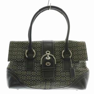 ハンドバッグ トート キャンバス レザー ミニシグネチャー 総柄 黒 ブラック F10929 /XZ GY18