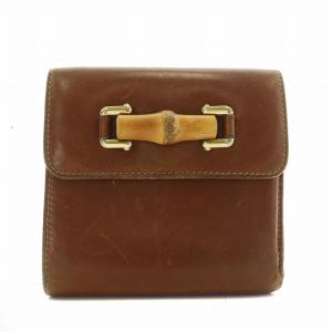 バンブー 財布 二つ折り レザー がま口 茶色 ブラウン 035・0959・1861・0 /XZ GY18