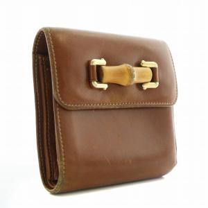 GUCCI バンブー 財布 二つ折り レザー がま口 茶色 ブラウン 035・0959・1861・0 /XZ GY18