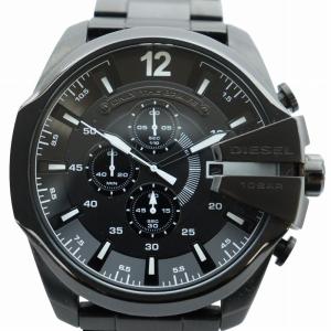 メガチーフ 腕時計 ウォッチ クォーツ クロノグラフ カレンダー付き 黒文字盤 ロゴ 黒 ブラック DZ-4283