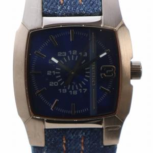 腕時計 ウォッチ クォーツ スクエア 青文字盤 ロゴ デニムベルト 茶 ブラウン DZ-1619 GY18