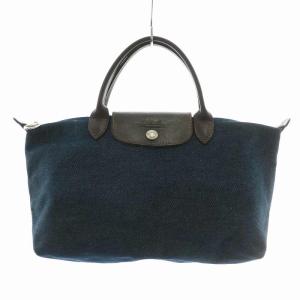 ル プリアージュ トート ハンド バッグ デニム キャンバス レザー インディゴ 紺 ネイビー /XZ