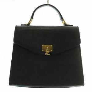 ハンドバッグ ショルダー 2WAY レザー マグネット ロゴ ゴールド金具 黒 ブラック /XZ GY18