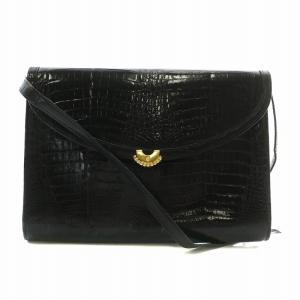 クロコダイル ショルダーバッグ セカンドバッグ 2WAY シャイニークロコ レザー ワニ革 ゴールド金具