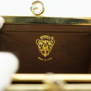 GUCCI 小銭入れ コインケース PVC レザー がま口 GG柄 総柄 ゴールド金具 茶色 ブラウン 03・030・7057