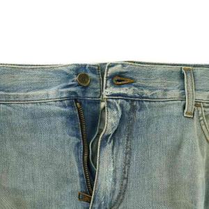 DOLCE&GABBANA デニムパンツ ジーンズ ストレート ダメージ加工 USED加工 ジップフライ ロゴプレート 大きいサイズ