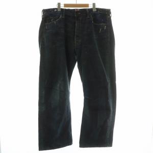 デニムパンツ ジーンズ リジット ストレート USED加工 ダメージ加工 スタッズ ボタンフライ 大きいサイズ