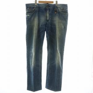 16 CLASSIC デニムパンツ ジーンズ ストレート ダメージ加工 USED加工 ジップフライ 大きいサイズ