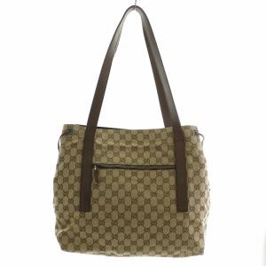 GUCCI トートバッグ GGキャンバス レザー GG柄 ブラウン