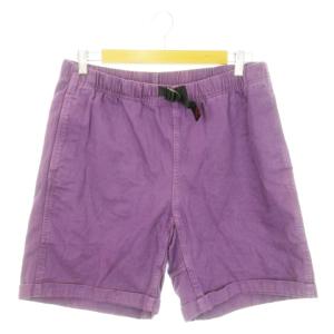 クライミングショートパンツ ツイル ウエストゴム ベルト ロゴ アウトドア L 紫 パープル /MN12