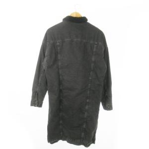 ZARA MAN ランチコート ロング丈 デニム 裏ボア USED加工 オーバーサイズ M 黒 ブラック /AO11 GY18