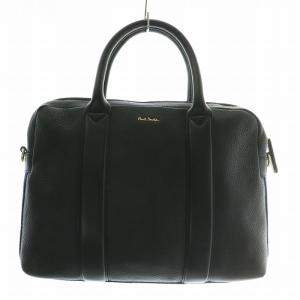 ハンドバッグ ブリーフケース ショルダー 2WAY シボ革 レザー 切り替え ロゴ 黒 ブラック /XZ