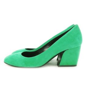 PIERRE HARDY パンプス スエード ラウンドトゥ ハイヒール チャンキーヒール 35.5 22.5cm 緑 グリーン /AO3