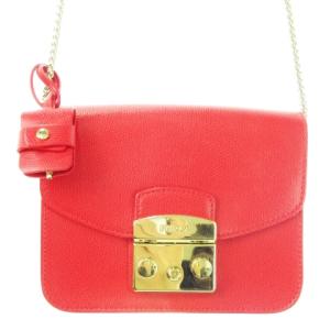 メトロポリス ショルダーバッグ ミニ レザー 革 チェーン キーチャーム付き 赤 レッド 227556