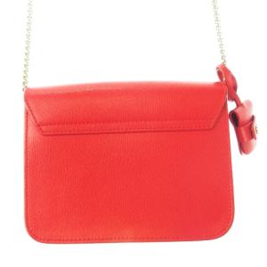 FURLA メトロポリス ショルダーバッグ ミニ レザー 革 チェーン キーチャーム付き 赤 レッド 227556