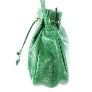 Longchamp ショルダーバッグ 巾着 レザー 革 ロゴ 緑 グリーン /CK23 GY18
