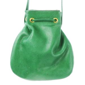 Longchamp ショルダーバッグ 巾着 レザー 革 ロゴ 緑 グリーン /CK23 GY18