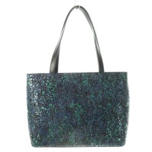 トートバッグ ハンドバッグ レザー 革 鹿革 ディアスキン 漆 ドット 総柄 緑 グリーン 黒 ブラック