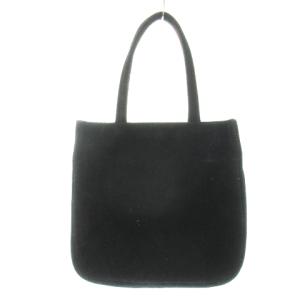 FEILER トートバッグ ハンドバッグ シュニール織り パイル 花柄 ロゴ ライン 黒 ブラック /CK18