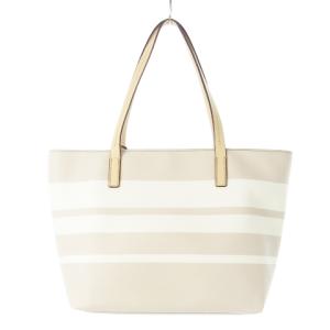 kate spade new york トートバッグ ハンドバッグ PVC レザー 革 ボーダー ロゴチャーム ベージュ /CK14