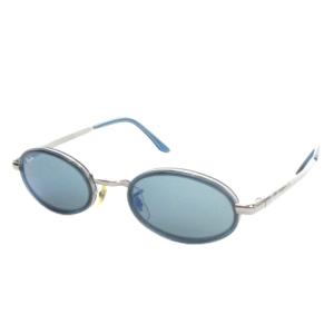 サングラス 眼鏡 メタルフレーム オーバル ミラーレンズ ロゴ シルバーカラー 青 ブルー RB3123