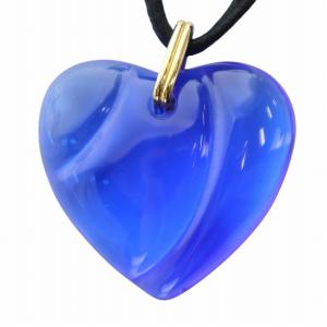 ネックレス アクセサリー ペンダント ハートモチーフ ガラス ロゴ刻印 青 ブルー GY18 /MQ
