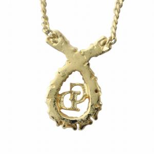Christian Dior ネックレス アクセサリー ペンダント ラインストーン CD ロゴ ゴールド色 GY18 /MQ OH