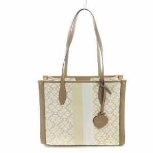 フラワー ジャガード ミディアム エブリシング トート ハンドバッグ ロゴ ベージュ KK608 Y04