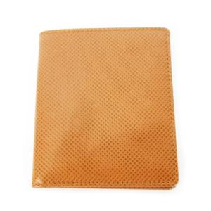 二つ折り財布 ウォレット 小銭入れなし 薄型 レザー 革 型押し 茶 ブラウン 170046 /CK29