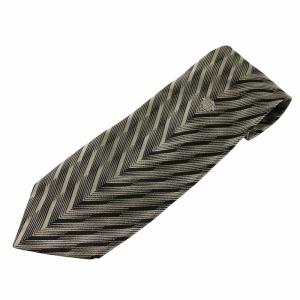 ネクタイ 絹 シルク レギュラータイ ストライプ柄 メデューサ ロゴ 黒 ブラック グレー /XZ GY18