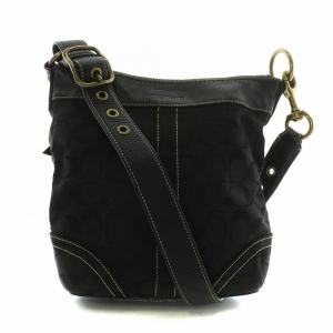 ショルダーバッグ キャンバス レザー シグネチャー 総柄 ロゴ 黒 ブラック 10402 /XZ GY18