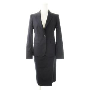 セットアップ スーツ テーラードジャケット タイトスカート ウール シャドーストライプ 36 S 黒 ブラック