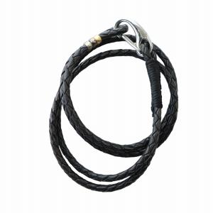 2連 ブレスレット アクセサリー バングル ロゴ 編み込み レザー 黒 ブラック GY18 /MQ