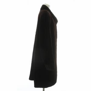 SAGA MINK 銀サガ ファーコート アウター 毛皮 シェアードミンク ミドル 肩パッド 裏地総柄 F 茶色 ブラウン