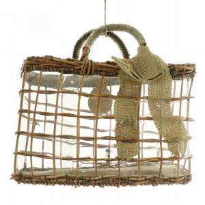 ebagos かごバッグ バスケット ハンド 紅籐 リボン オープントップ ポーチ付き 茶色 ブラウン /XZ GY18