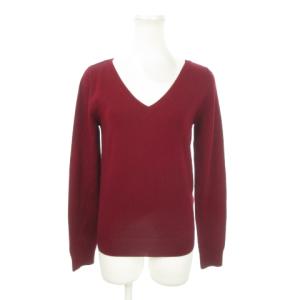 ニット セーター Vネック 長袖 ウール ハイゲージ 薄手 L 赤 ボルドー /MN8 GY18