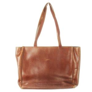 Salvatore Ferragamo トートバッグ レザー 革 型押し ヴァラリボン ロゴ グログランテープ 茶 ブラウン /CK1 GY11