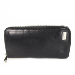 長財布 ロングウォレット 小銭入れあり ラウンドファスナー レザー 革 シボ革 ロゴ 黒 ブラック /CK31