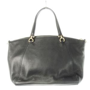 COACH ハンドバッグ 2way ショルダーバッグ レザー 革 シボ革 ロゴ ゴールド金具 黒 ブラック 79997