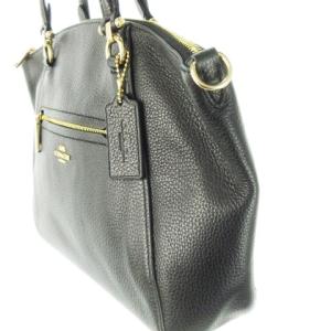 COACH ハンドバッグ 2way ショルダーバッグ レザー 革 シボ革 ロゴ ゴールド金具 黒 ブラック 79997