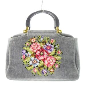 ハンドバッグ シュニール織り パイル ロゴ 花柄 グレー /CK7 GY18