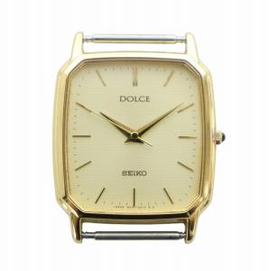 ドルチェ DOLCE ジャンク品 腕時計 ウォッチ ケースのみ クォーツ スクエア ロゴ ゴールド色 8N41-5160
